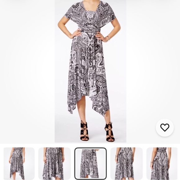 INC International Concepts Black and White Paisley High-Low Dress - Picture 4 of 12